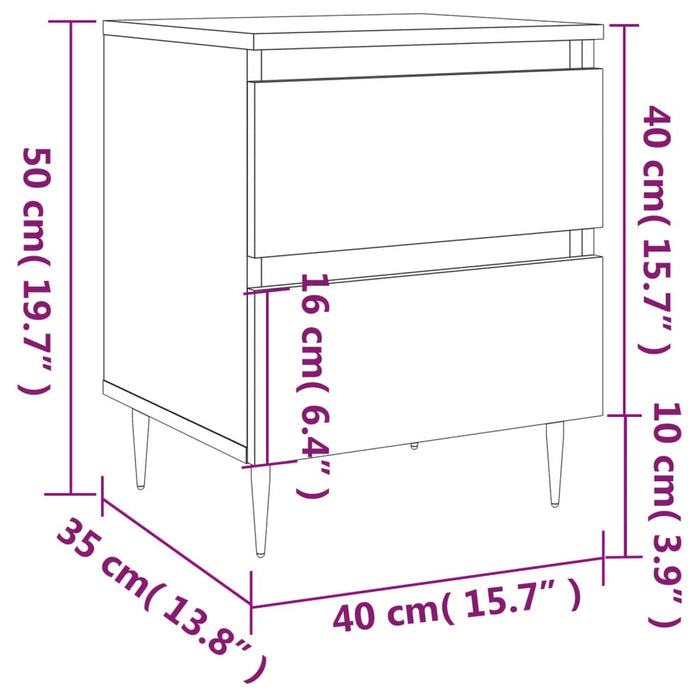 Noptiera Gri Beton 40x35x50 cm Lemn de Inginerie