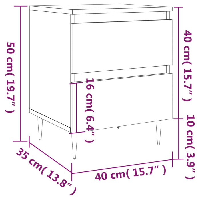 Bedside Cabinet Brown Oak 40x35x50 cm Engineered Wood