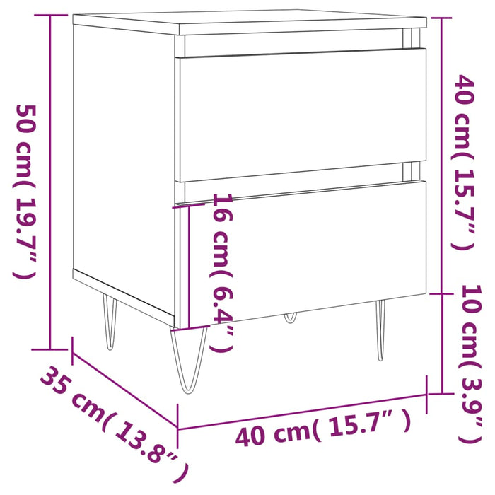 Bedside Cabinet White 40x35x50 cm Engineered Wood