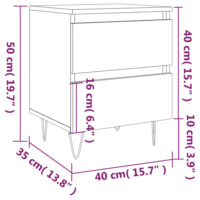 Bedside Cabinet Concrete Grey 40x35x50 cm Engineered Wood