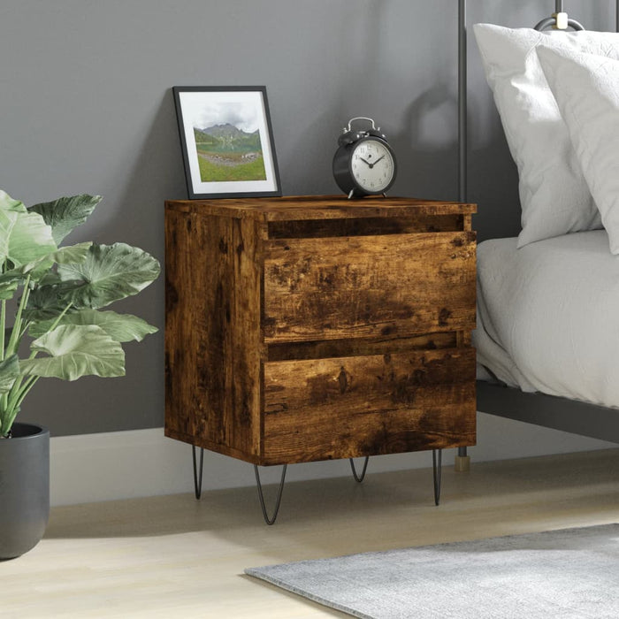 Bedside Cabinet Smoked Oak 40x35x50 cm Engineered Wood