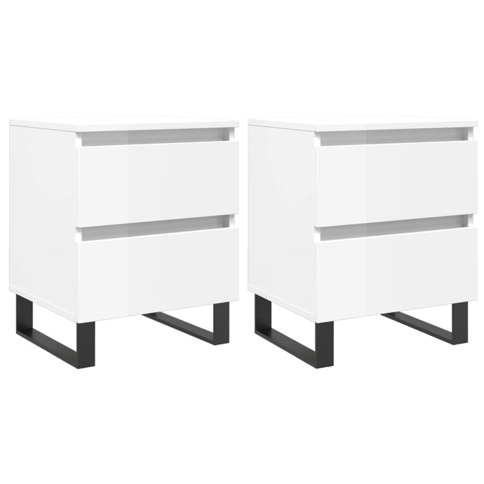 Bedside Cabinets 2 pcs High Gloss White 40x35x50 cm Engineered Wood