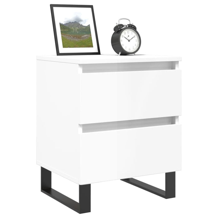 Bedside Cabinets 2 pcs High Gloss White 40x35x50 cm Engineered Wood