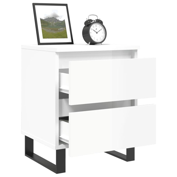 Bedside Cabinets 2 pcs High Gloss White 40x35x50 cm Engineered Wood