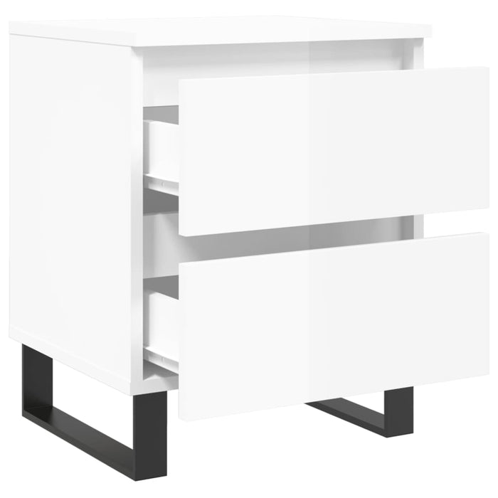 Bedside Cabinets 2 pcs High Gloss White 40x35x50 cm Engineered Wood