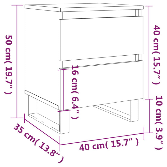 Bedside Cabinets 2 pcs High Gloss White 40x35x50 cm Engineered Wood