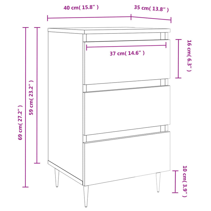 Bedside Cabinets 2 pcs Concrete Grey 40x35x69 cm Engineered Wood