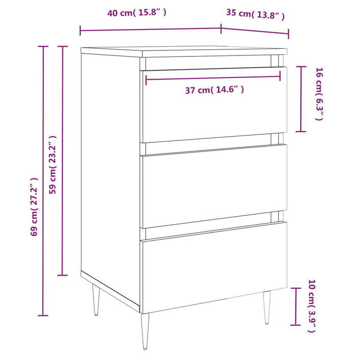 Нощно шкафче опушен дъб 40x35x69 см инженерно дърво