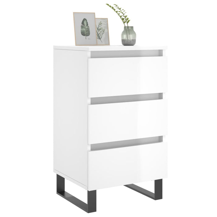 Bedside Cabinets 2 pcs High Gloss White 40x35x69 cm Engineered Wood