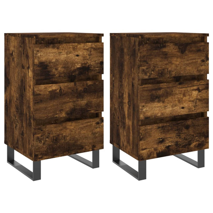 Bedside Cabinets 2 pcs Smoked Oak 40x35x69 cm Engineered Wood