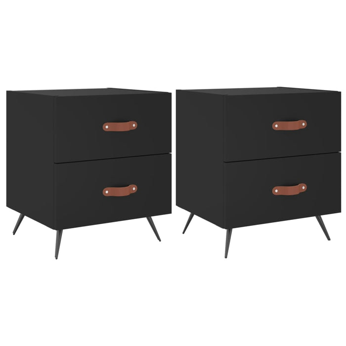 Bedside Cabinets 2 pcs Black 40x35x47.5 cm Engineered Wood