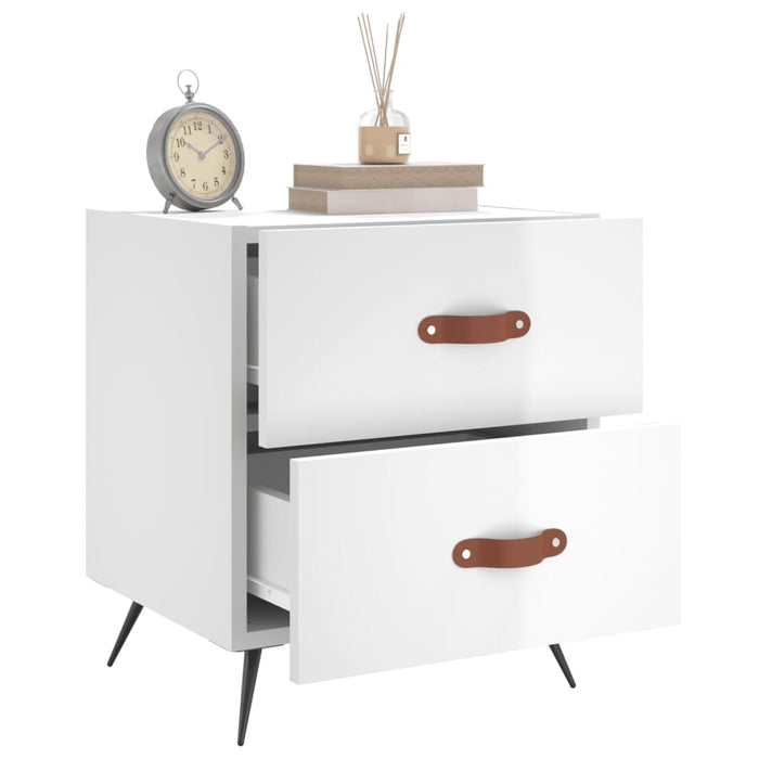 Bedside Cabinet High Gloss White 40x35x47.5 cm Engineered Wood