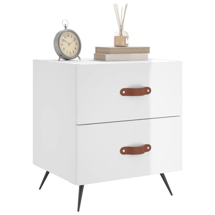 Bedside Cabinet High Gloss White 40x35x47.5 cm Engineered Wood