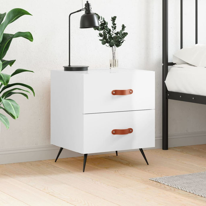 Bedside Cabinet High Gloss White 40x35x47.5 cm Engineered Wood