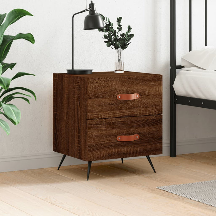 Bedside Cabinet Brown Oak 40x35x47.5 cm Engineered Wood