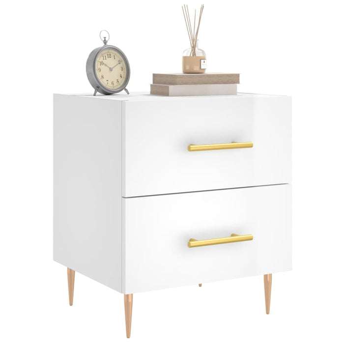 Bedside Cabinet High Gloss White 40x35x47.5 cm Engineered Wood