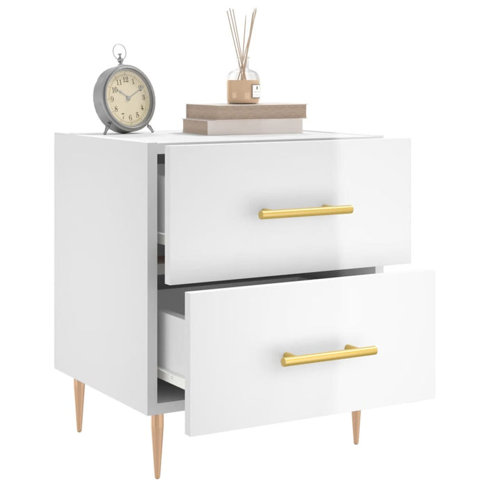 Bedside Cabinet High Gloss White 40x35x47.5 cm Engineered Wood