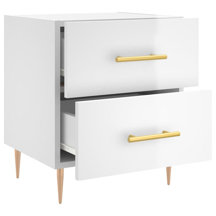 Bedside Cabinet High Gloss White 40x35x47.5 cm Engineered Wood