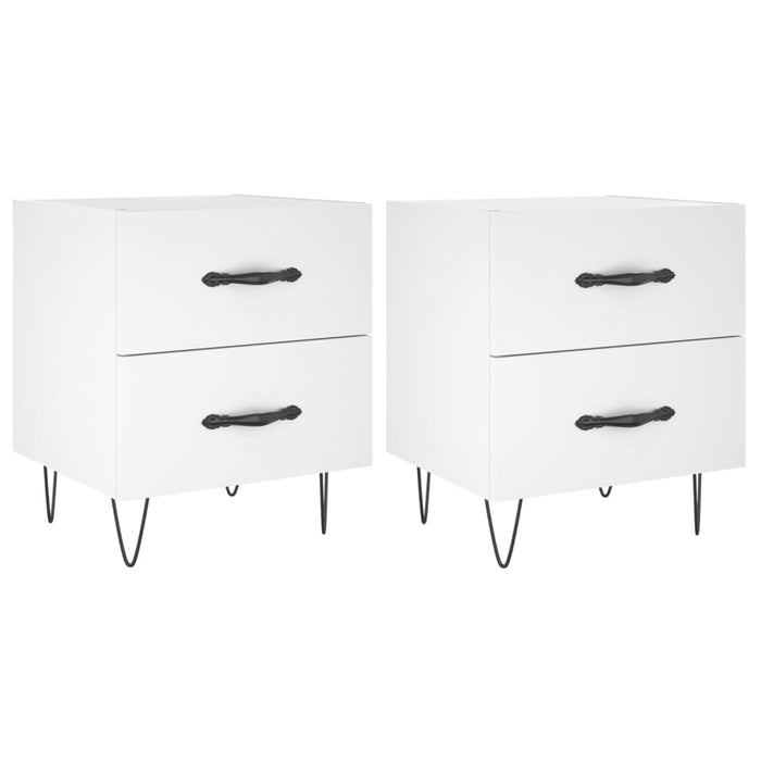 Bedside Cabinets 2 pcs White 40x35x47.5 cm Engineered Wood