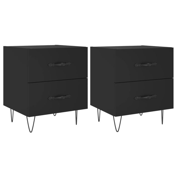 Bedside Cabinets 2 pcs Black 40x35x47.5 cm Engineered Wood