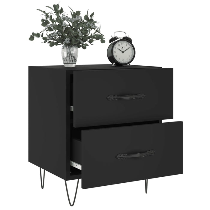 Bedside Cabinets 2 pcs Black 40x35x47.5 cm Engineered Wood