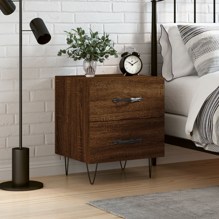 Bedside Cabinet Brown Oak 40x35x47.5 cm Engineered Wood