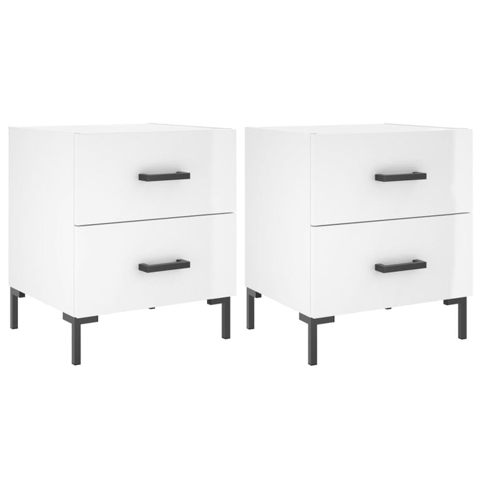 Bedside Cabinets 2 pcs High Gloss White 40x35x47.5 cm Engineered Wood