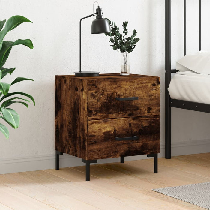 Bedside Cabinet Smoked Oak 40x35x47.5 cm Engineered Wood