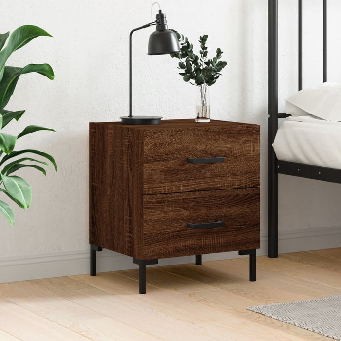 Bedside Cabinet Brown Oak 40x35x47.5 cm Engineered Wood