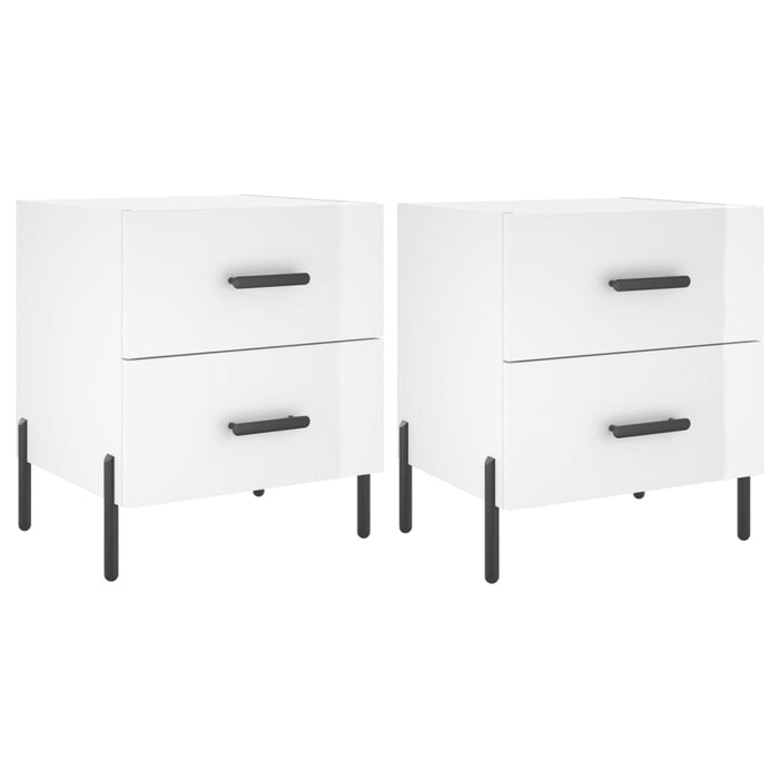 Bedside Cabinets 2 pcs High Gloss White 40x35x47.5 cm Engineered Wood