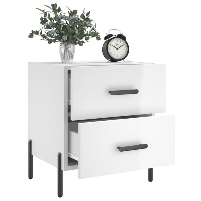 Bedside Cabinets 2 pcs High Gloss White 40x35x47.5 cm Engineered Wood