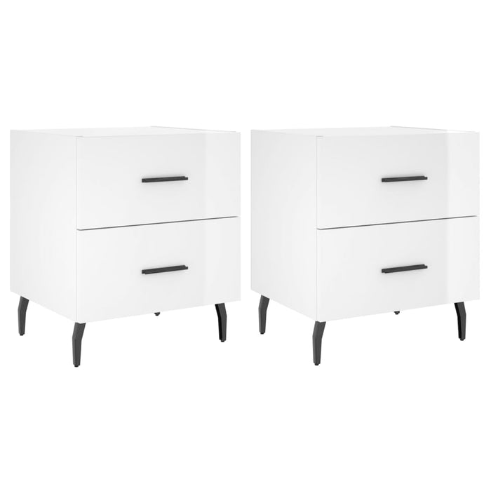 Bedside Cabinets 2 pcs High Gloss White 40x35x47.5 cm Engineered Wood