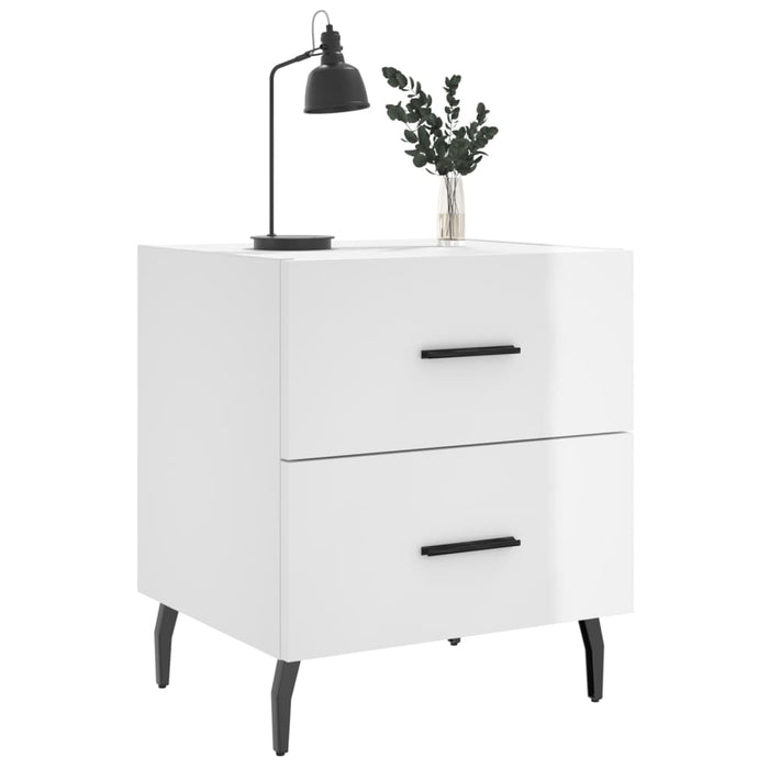 Bedside Cabinets 2 pcs High Gloss White 40x35x47.5 cm Engineered Wood