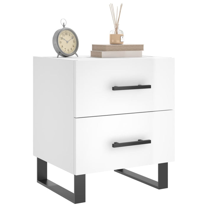 Bedside Cabinets 2 pcs High Gloss White 40x35x47.5 cm Engineered Wood