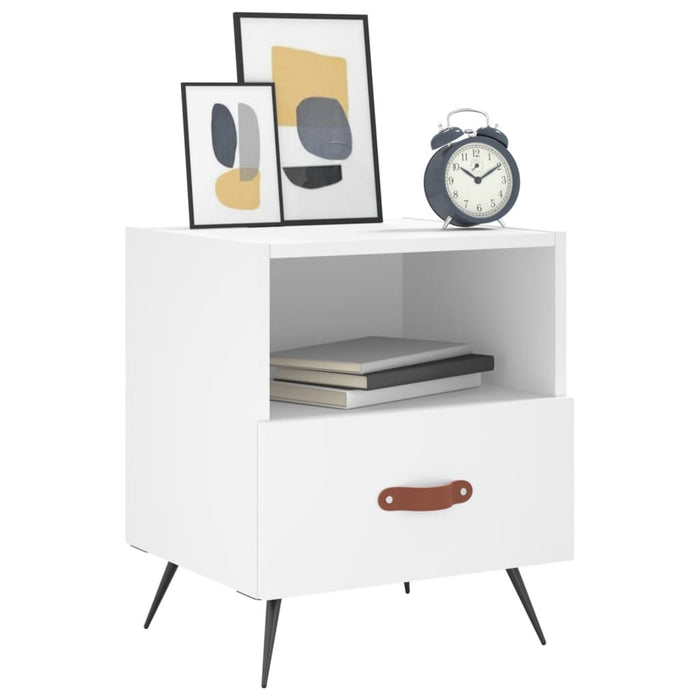 Bedside Cabinet White 40x35x47.5 cm Engineered Wood