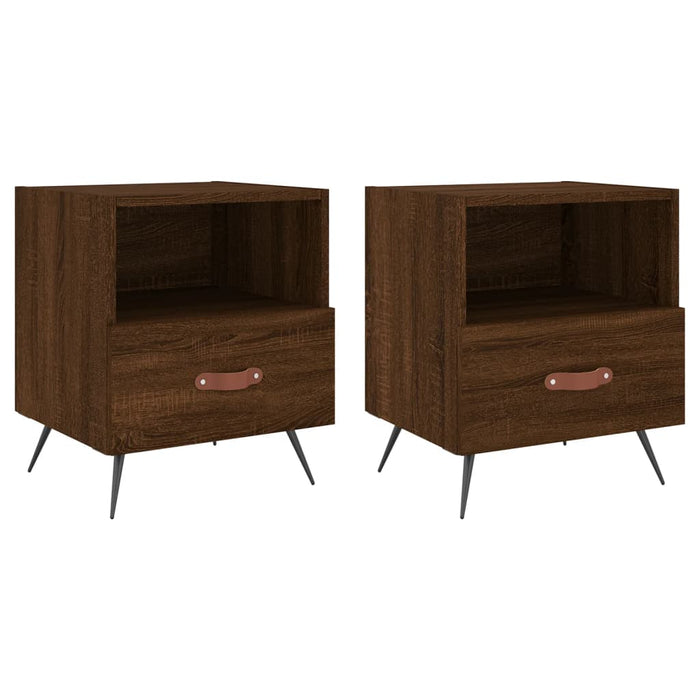 Bedside Cabinets 2 pcs Brown Oak 40x35x47.5 cm Engineered Wood