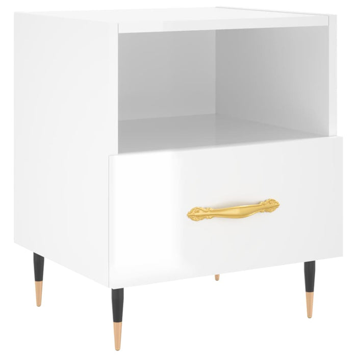 Bedside Cabinet High Gloss White 40x35x47.5 cm Engineered Wood