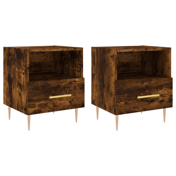 Bedside Cabinets 2 pcs Smoked Oak 40x35x47.5 cm Engineered Wood