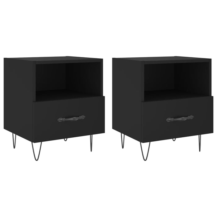 Bedside Cabinets 2 pcs Black 40x35x47.5 cm Engineered Wood