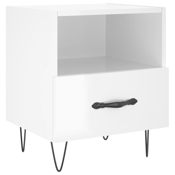 Bedside Cabinet High Gloss White 40x35x47.5 cm Engineered Wood