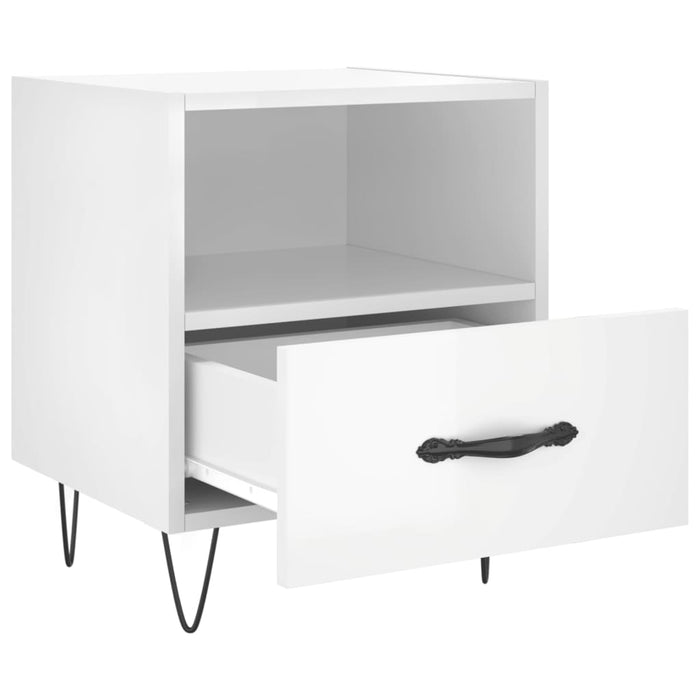 Bedside Cabinet High Gloss White 40x35x47.5 cm Engineered Wood