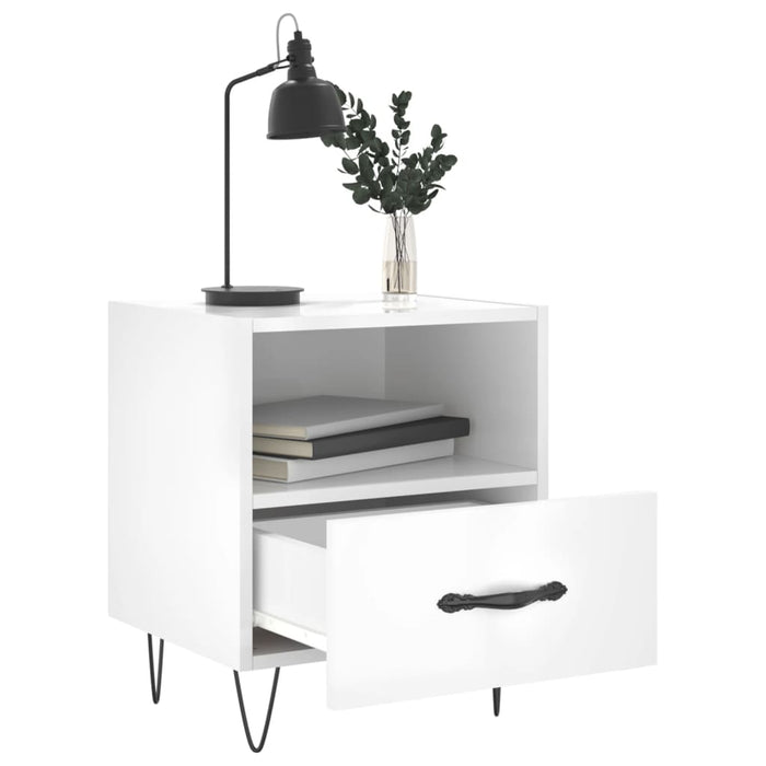 Bedside Cabinet High Gloss White 40x35x47.5 cm Engineered Wood