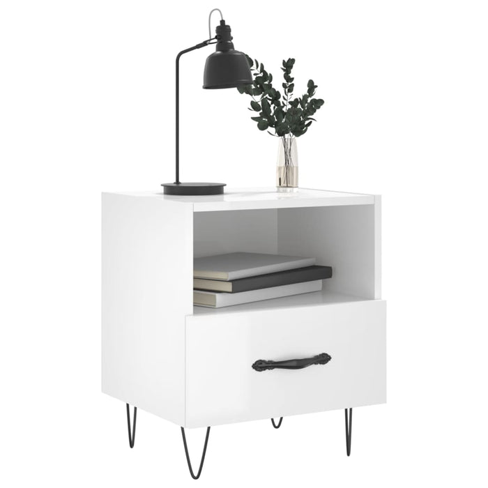 Bedside Cabinet High Gloss White 40x35x47.5 cm Engineered Wood