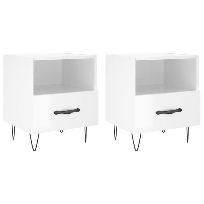 Bedside Cabinets 2 pcs High Gloss White 40x35x47.5 cm Engineered Wood