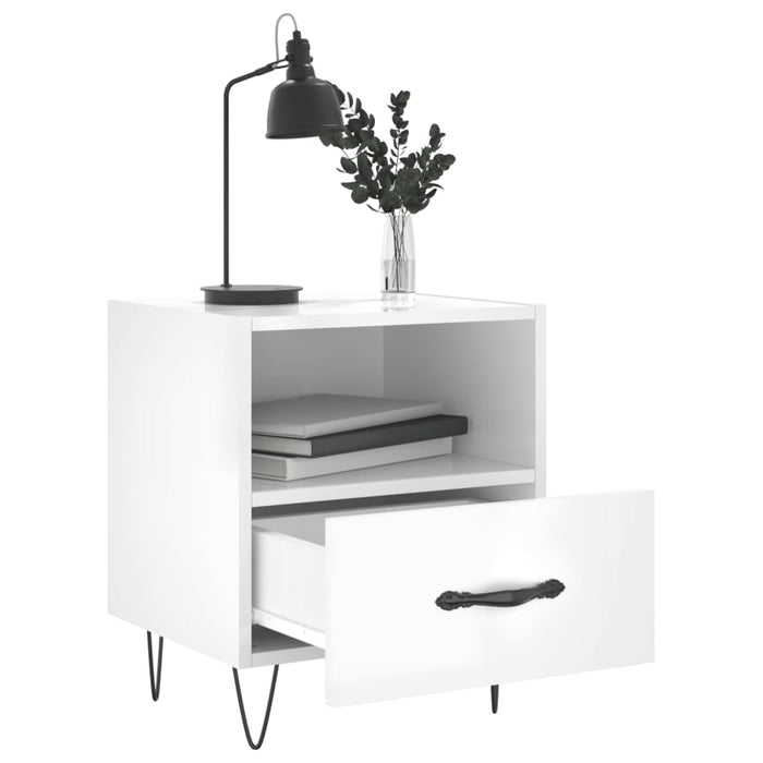 Bedside Cabinets 2 pcs High Gloss White 40x35x47.5 cm Engineered Wood