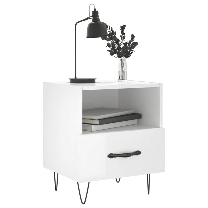 Bedside Cabinets 2 pcs High Gloss White 40x35x47.5 cm Engineered Wood