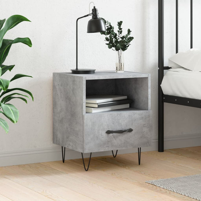 Bedside Cabinet Concrete Grey 40x35x47.5 cm Engineered Wood