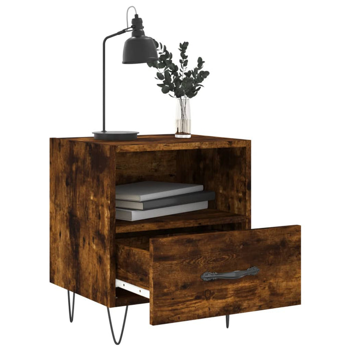 Bedside Cabinet Smoked Oak 40x35x47.5 cm Engineered Wood