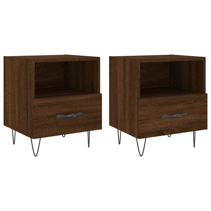 Bedside Cabinets 2 pcs Brown Oak 40x35x47.5 cm Engineered Wood