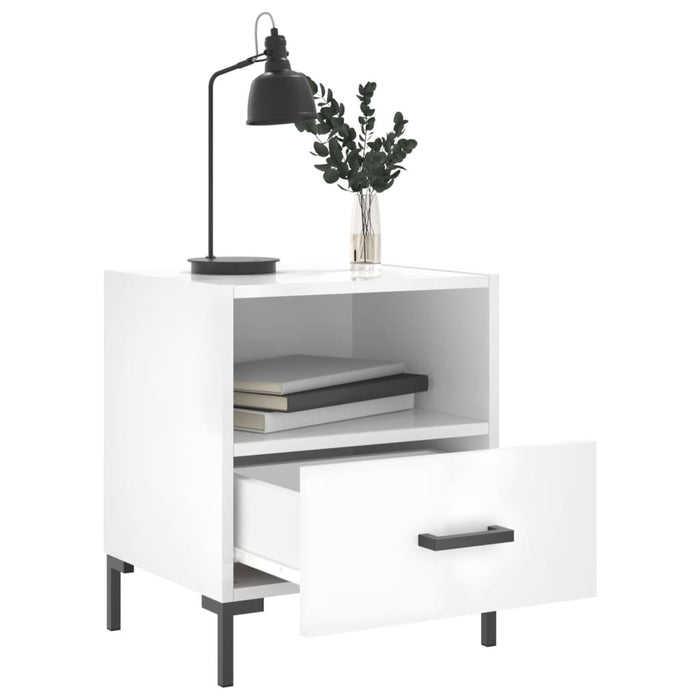 Bedside Cabinet High Gloss White 40x35x47.5 cm Engineered Wood